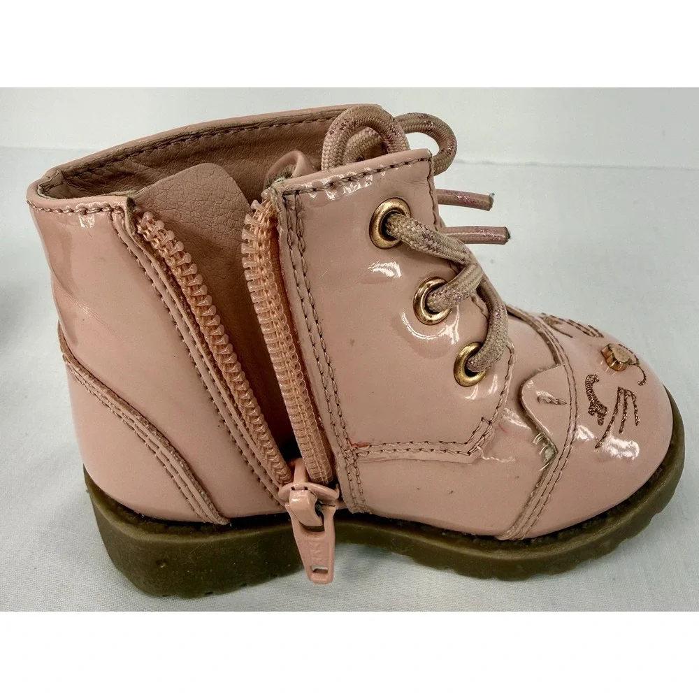 Wonder Nation Pink Kitten Critter Zip-Up Boots Girls Size 3 Toddler Child‎ EUC